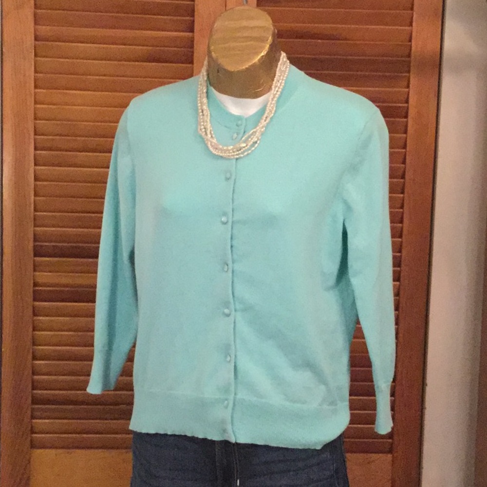 J.Crew Aqua Blue Button Down Cardigan